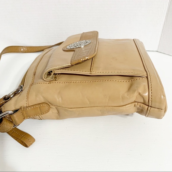 Giani Bernini Leather Convertible Crossbody Shoulder Bag Croc Embossed Trim - Picture 9 of 16